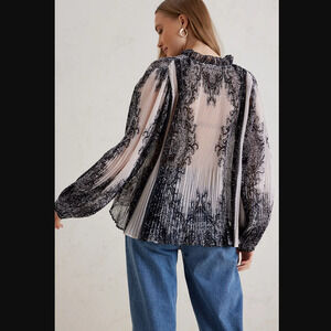 Anthropologie Forever That Girl Sheer Pleated Blouse - New - Small